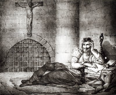 Miguel de Cervantes Saavedra writing 